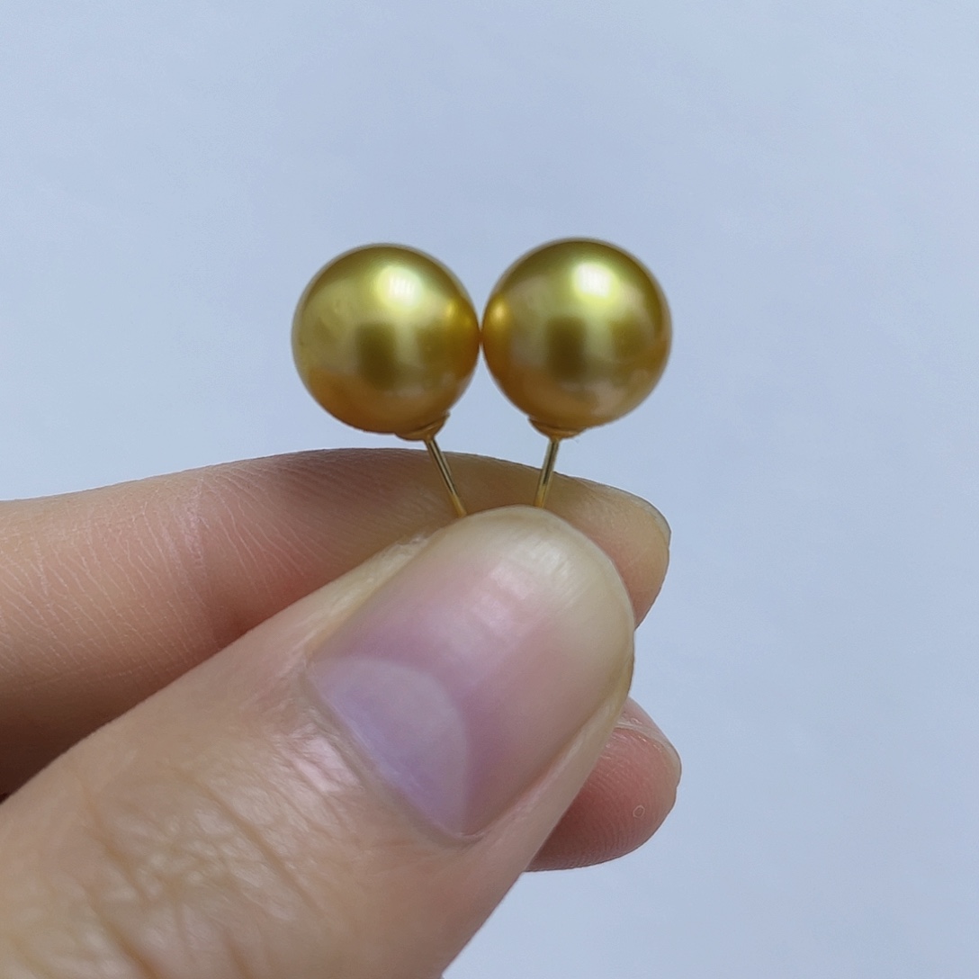 18K金镶嵌海水珍珠耳饰金珠