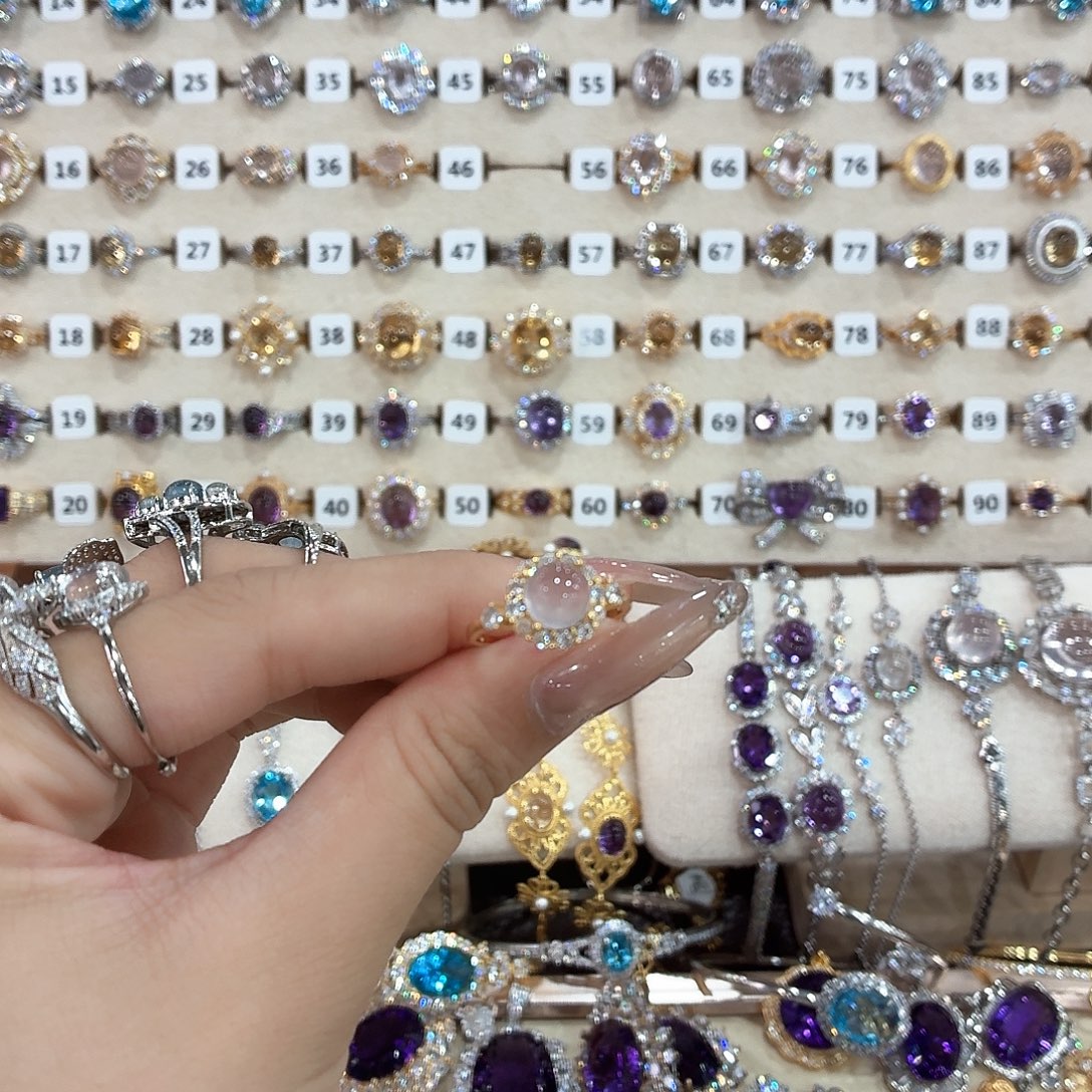 下***末芙蓉石银S925镶嵌戒指