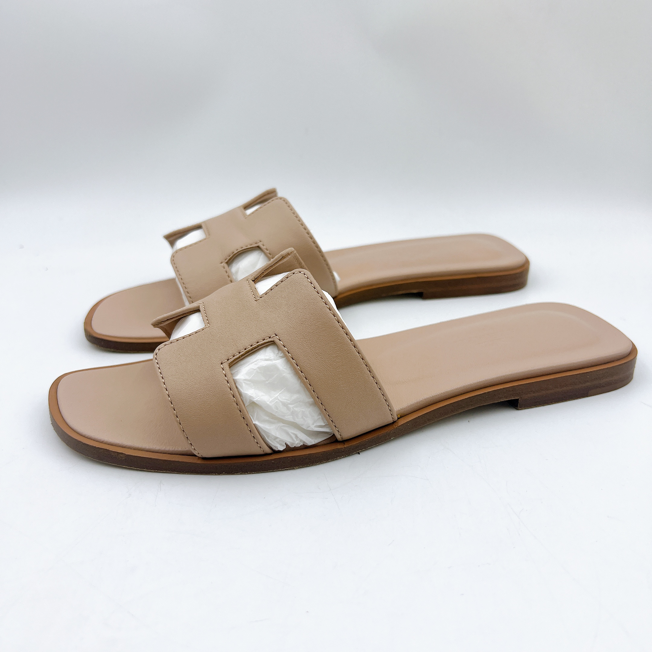 95新 Hermes/爱马仕 37.5码/经典浅棕色h拖/BM00637