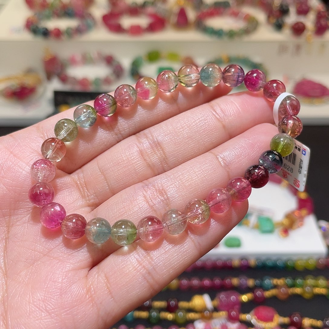 西瓜碧玺手链未镶嵌 6.8mm