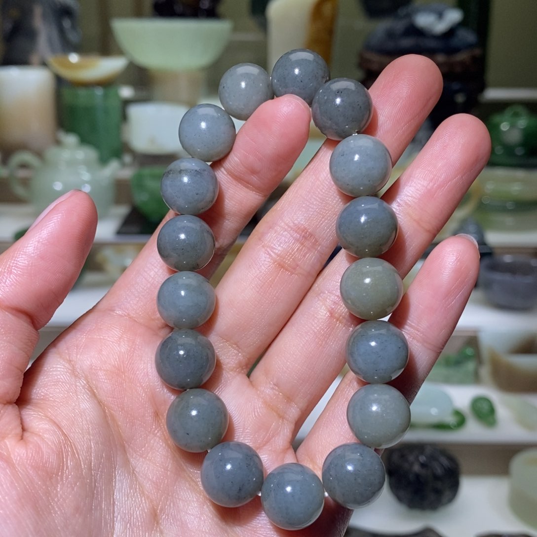 和田玉把件未镶嵌青花卡12圆珠福利款