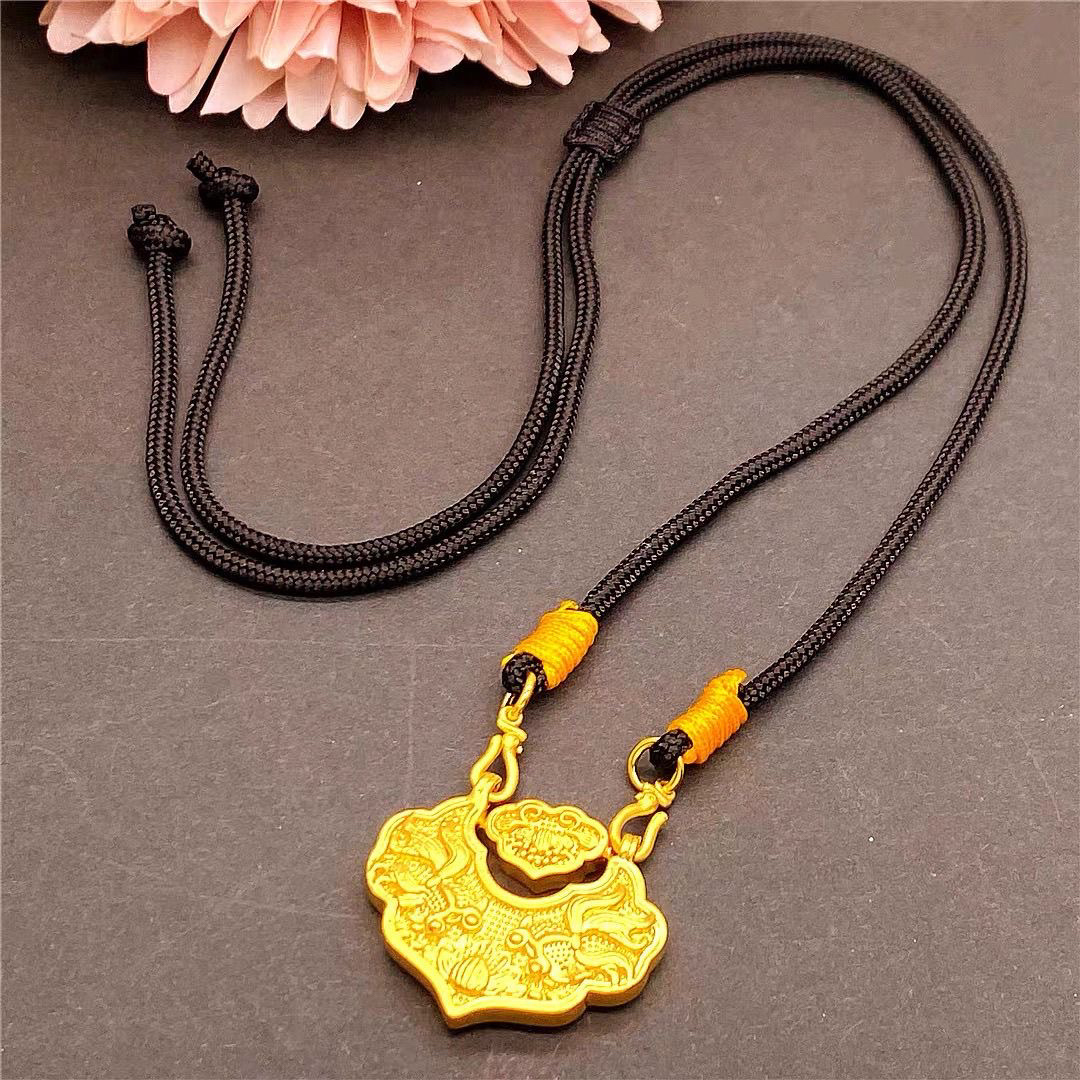 吊坠足银 锦鲤锁包毛衣链