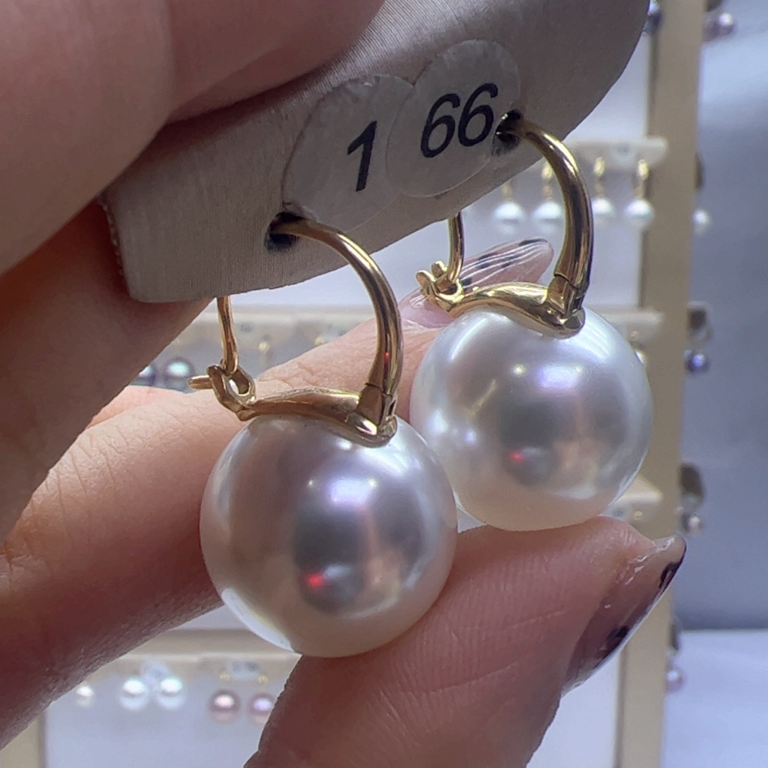 淡水珍珠耳饰18K金镶嵌