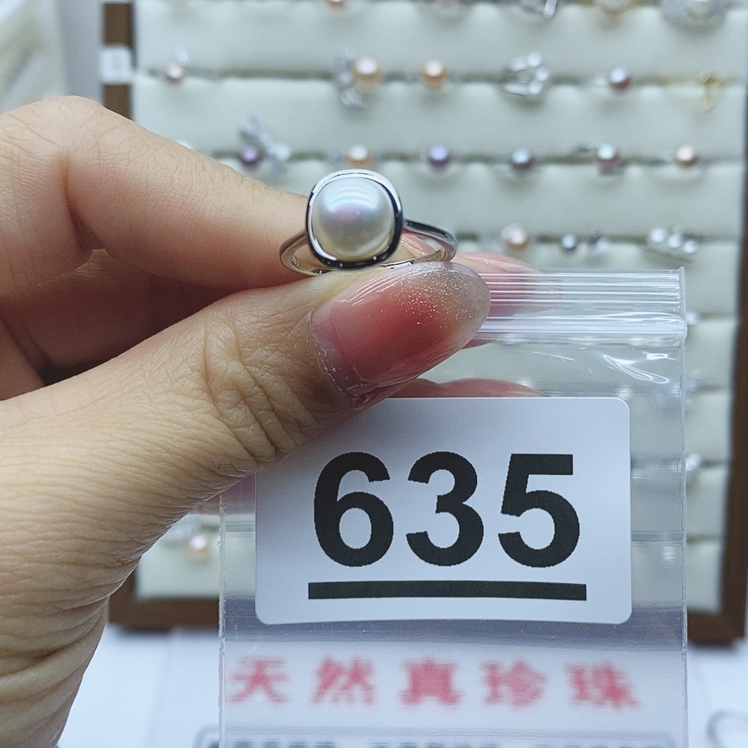 淡水珍珠戒指银S925镶嵌࿙****635