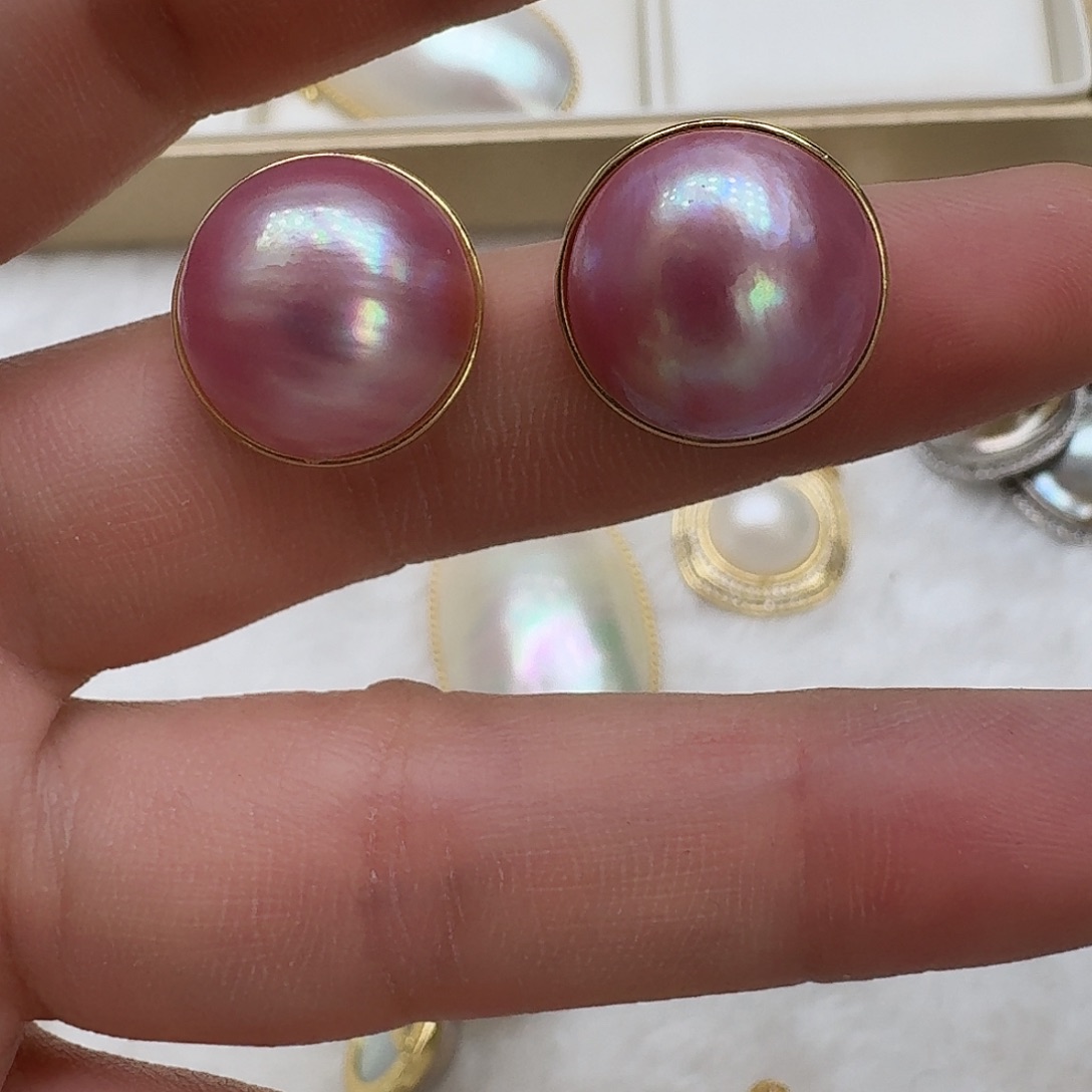拼合珍珠（马贝珠）耳饰未镶嵌