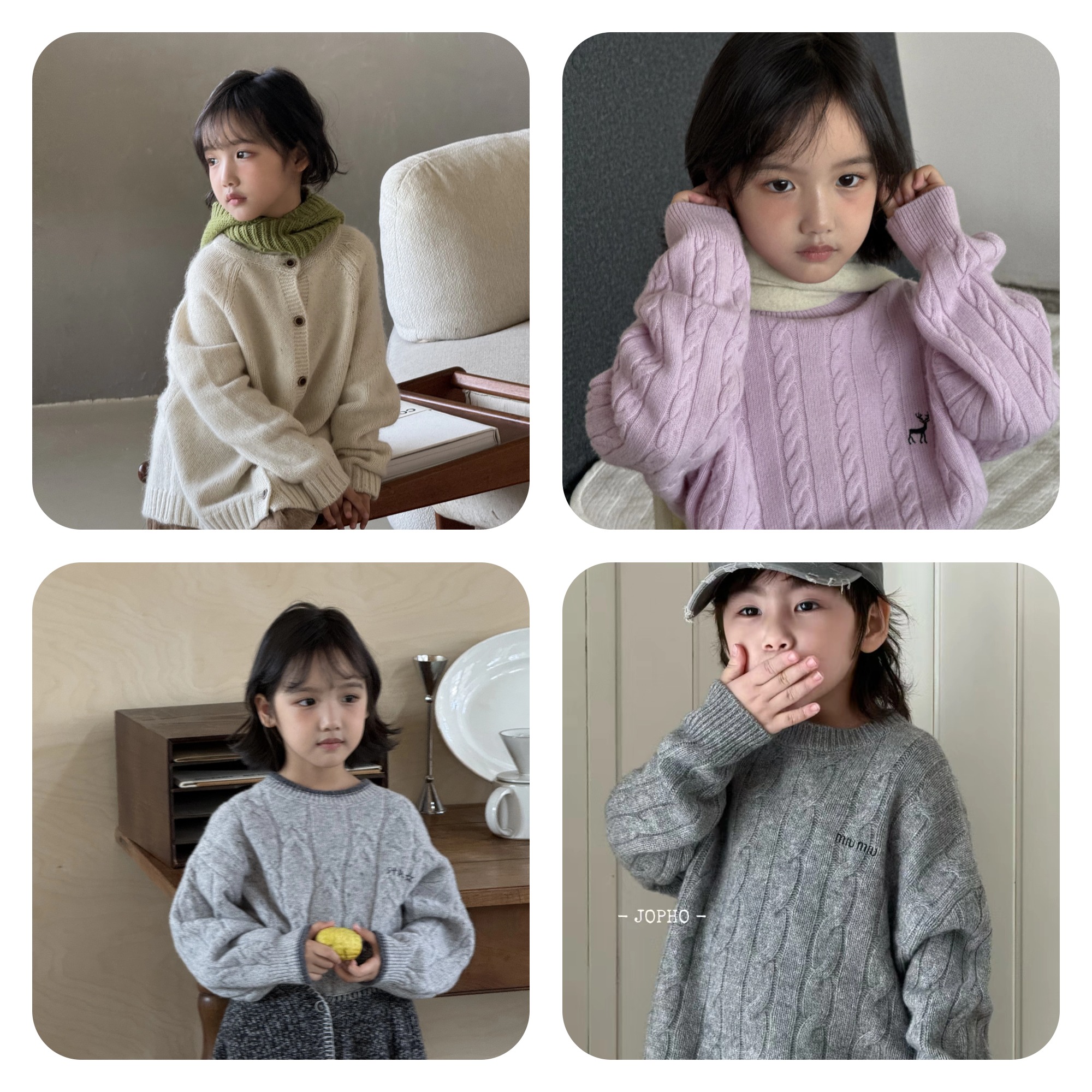 羊绒衫三只奶酪家毛衣童装多股加厚时尚新款羊绒衫秋冬男女童