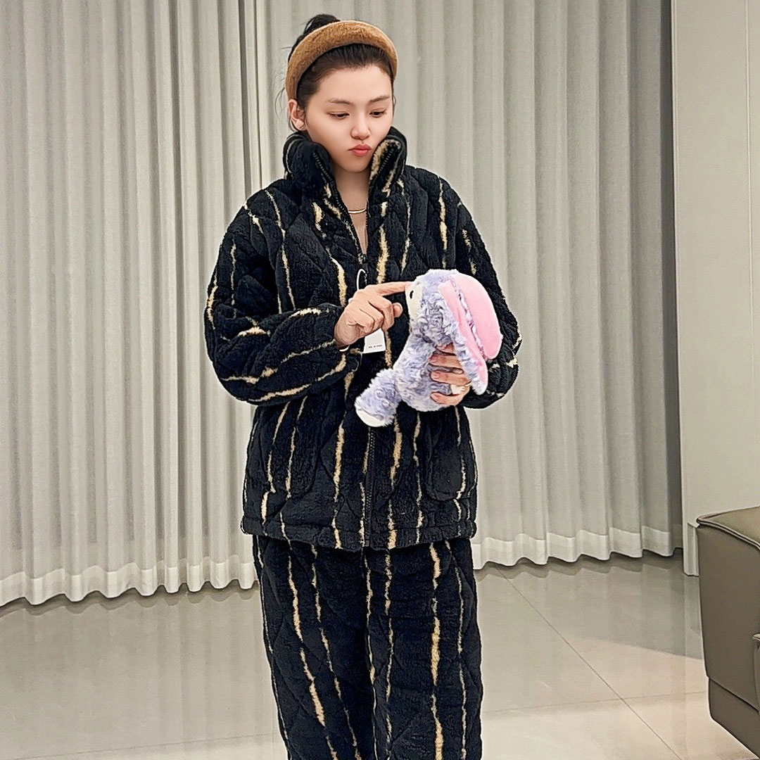 【情侣款】烫光热力绒防风又保暖可外出家居服
