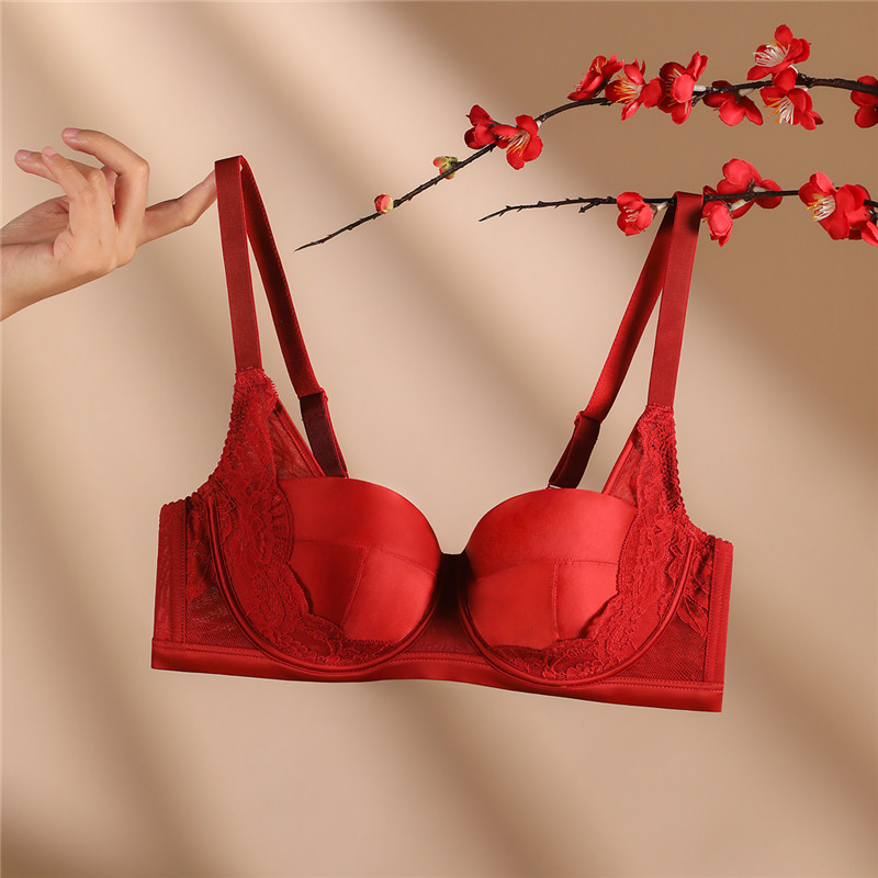【本命红品内衣】紫兰蒂夏季玫戈红色内衣大胸显小防下垂欧若风