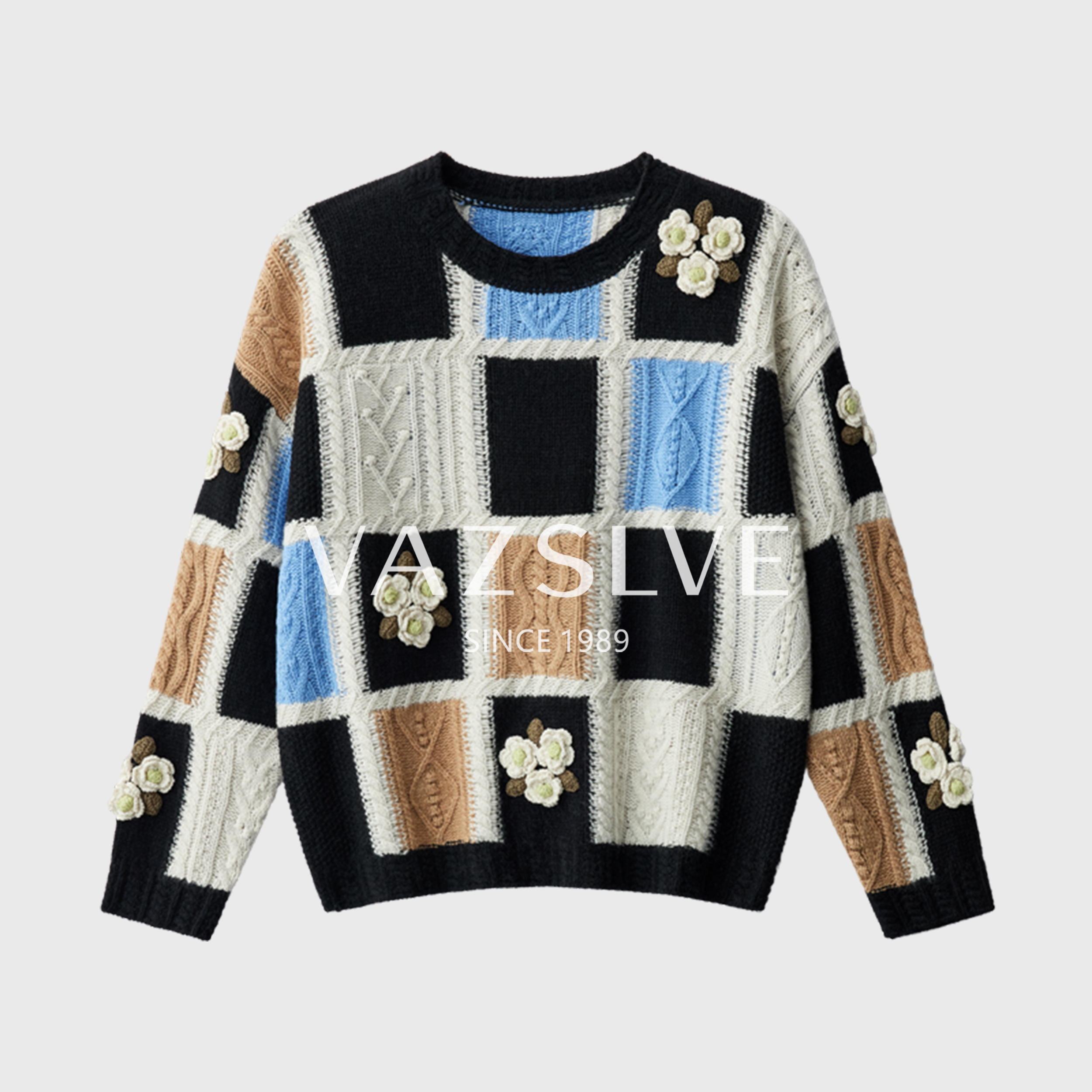 【VAZSLVE/全新奢品】捡漏 羊绒+羊毛 超重工手工立体钩花羊绒毛衣