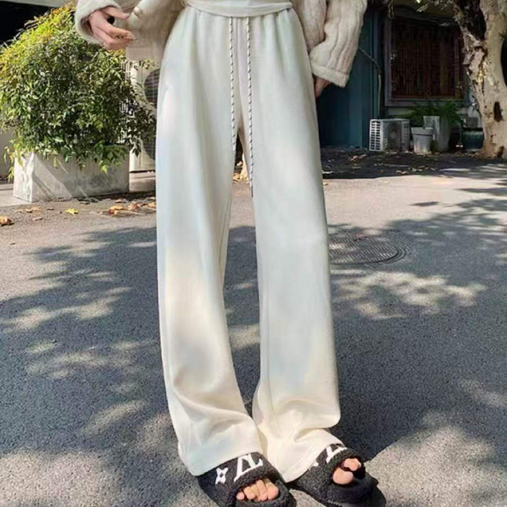 珍姐家糯米裤加绒阔裤腿有口袋2208货号