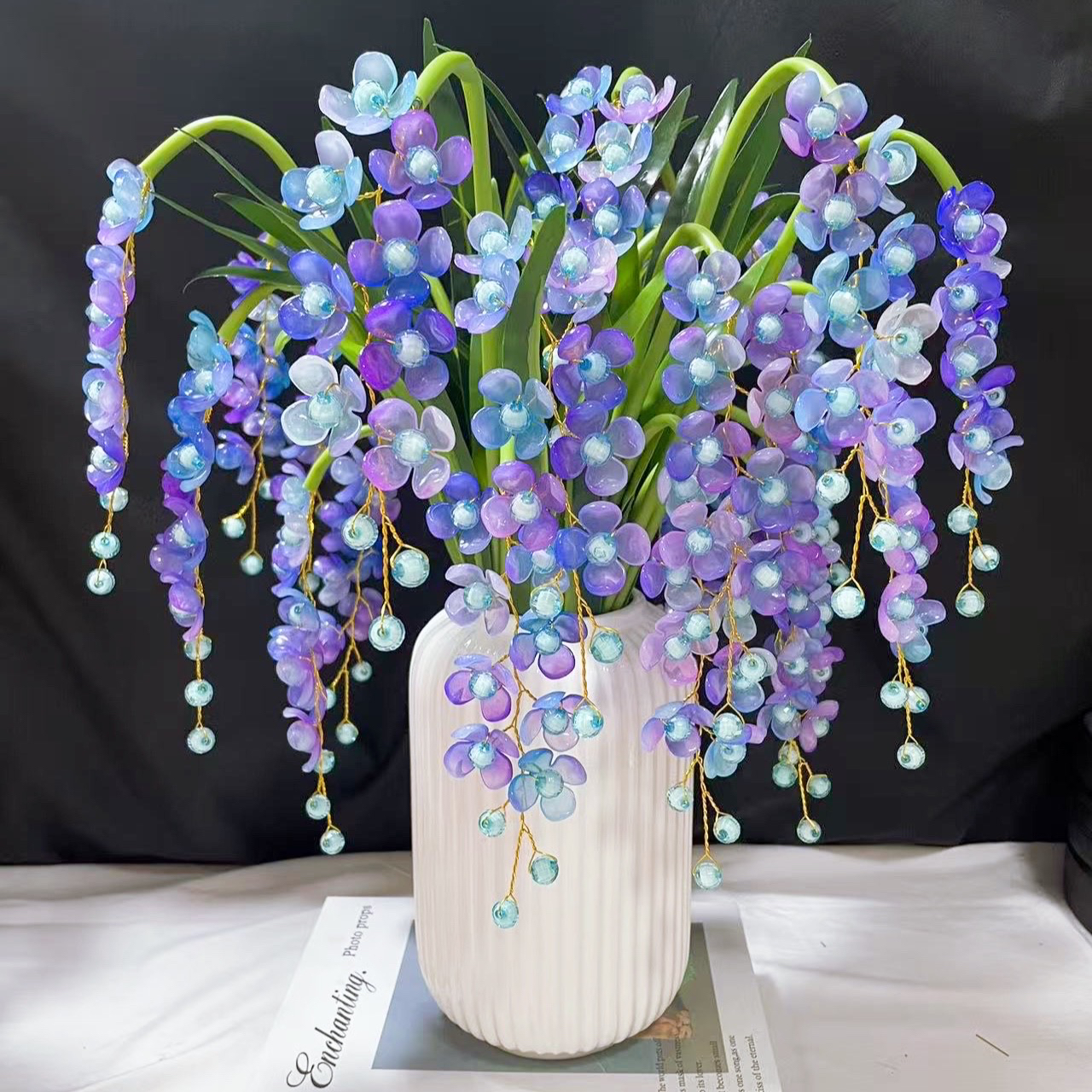 （不含花瓶）渐变蝴蝶兰材料包，7大支，手工DIY制作（非成品）