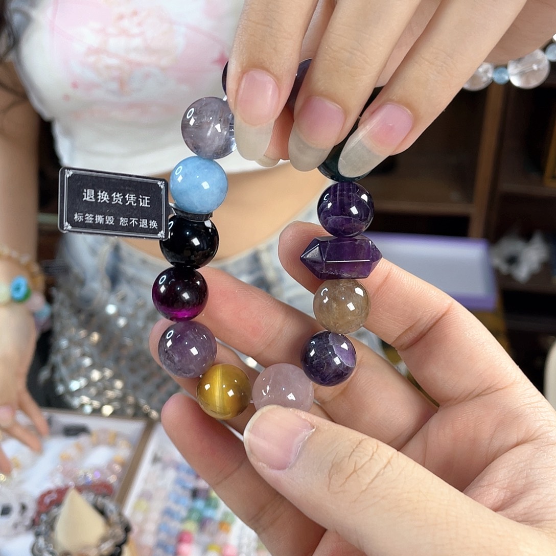 水晶手链银S925镀金镶嵌