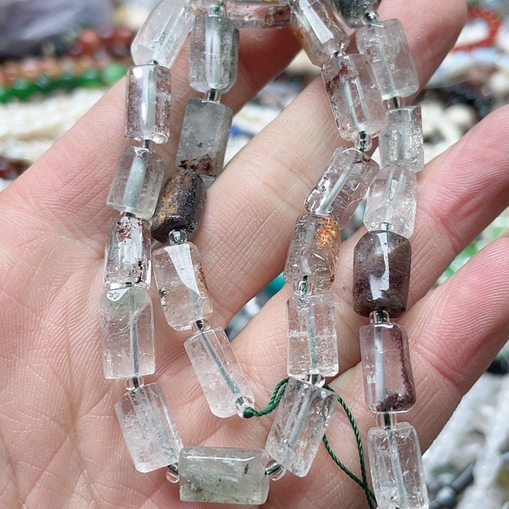 玛瑙/玉髓珠宝半成品合金一条8x12mm幽灵桶珠