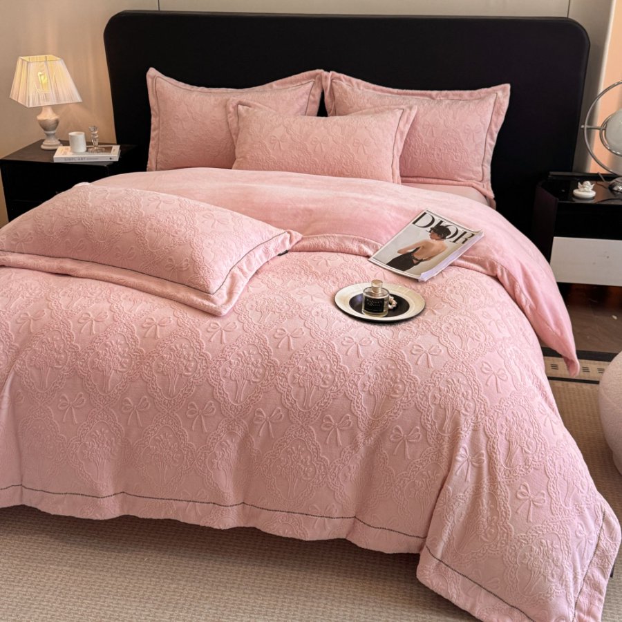 CC柔软冬加厚被套亲肤舒适刺绣款牛奶绒四件套zb莫奈花园10