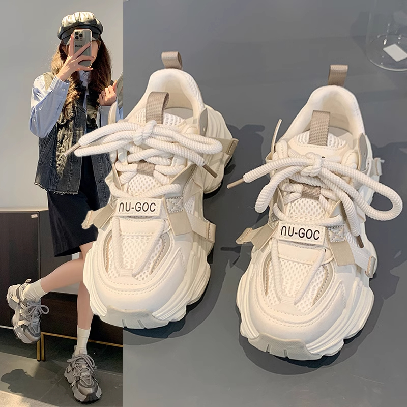 网红同款网面老爹鞋女2025年新款厚底增高显脚小休闲鞋运动鞋女潮