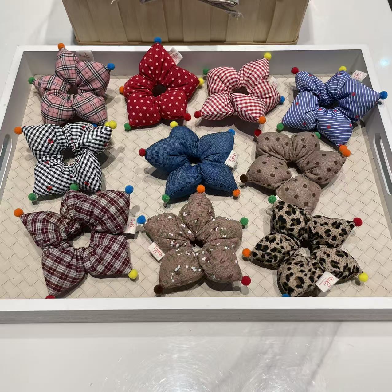 迷你小号海星五角星拇指圈秋冬新款格子网红女孩宝宝可爱拇指发圈