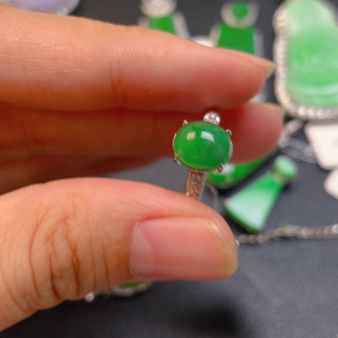 翡翠银S925镶嵌吊坠(不含链)戒指