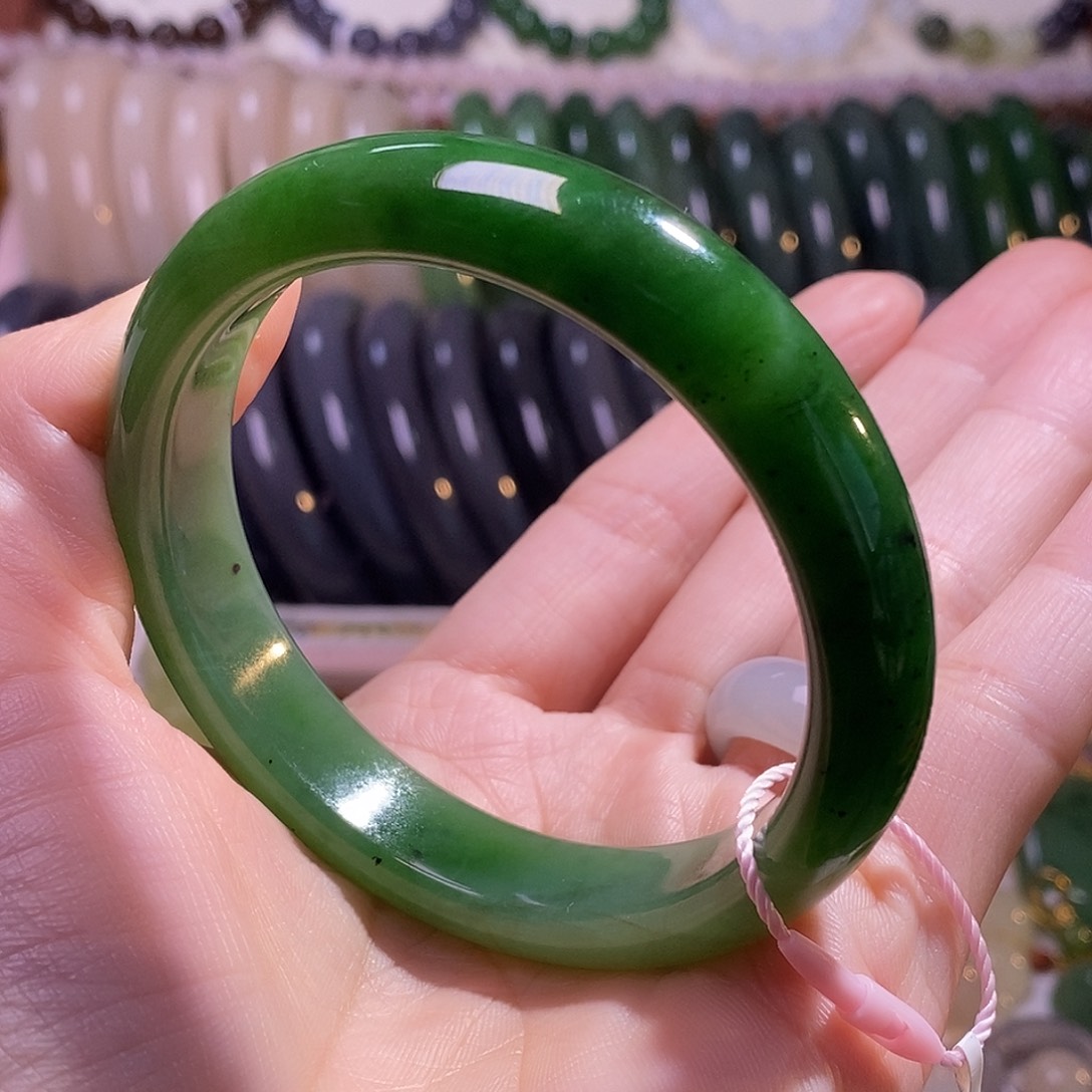 颈饰未镶嵌和田玉57圈孤品碧玉老坑料手镯