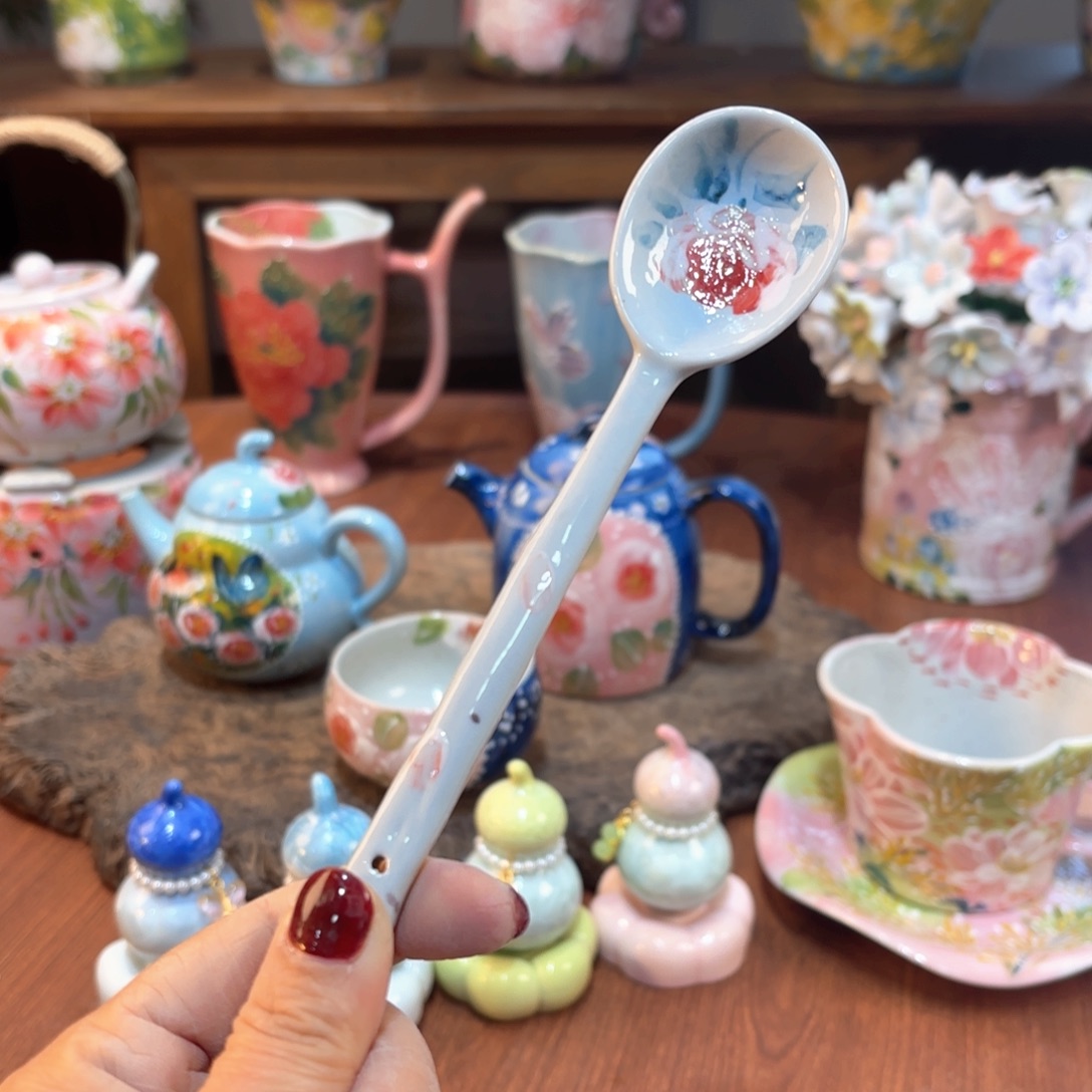 暮***y瓷片景德镇手绘高温釉下彩陶瓷茶具