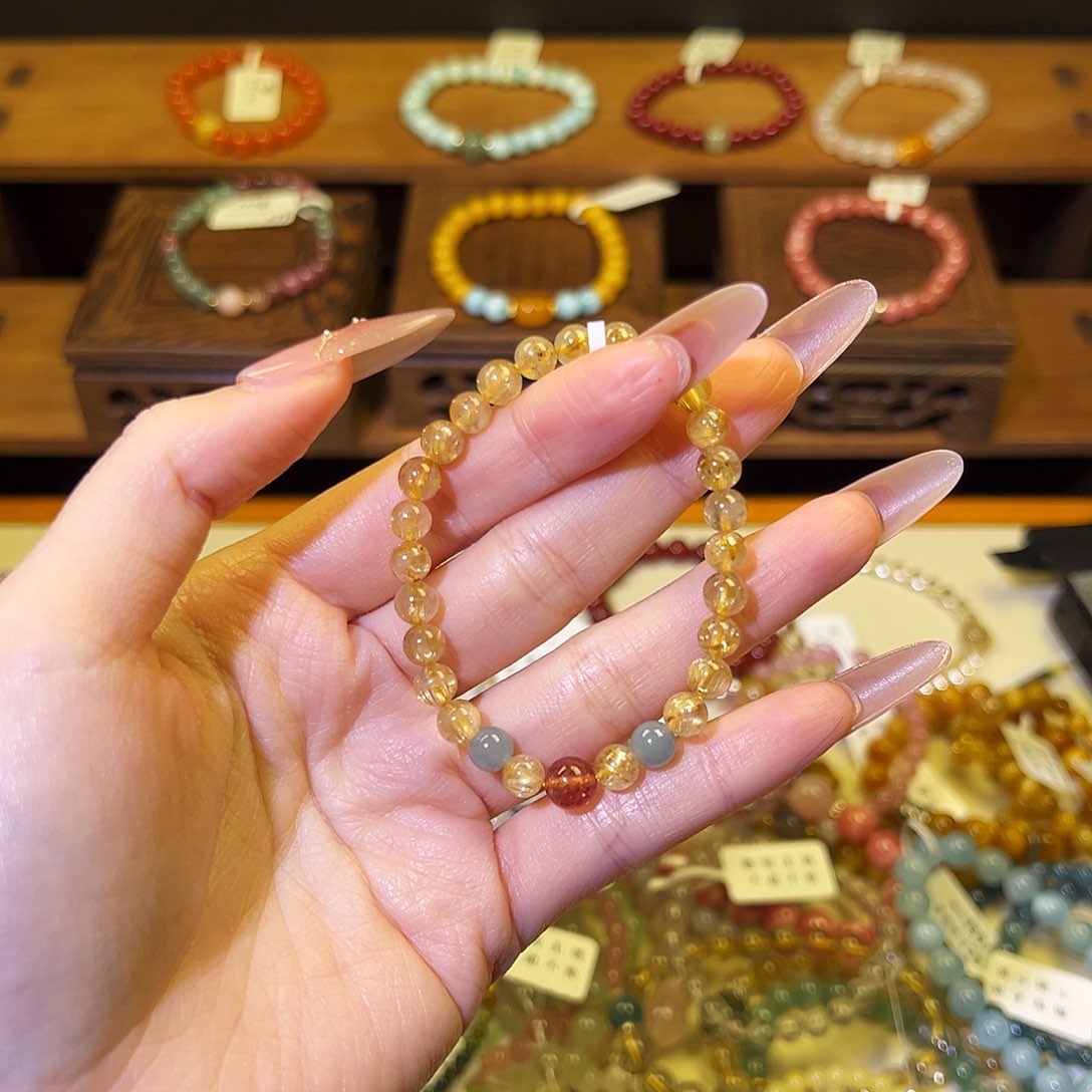 水晶手链银S925镶嵌金发03