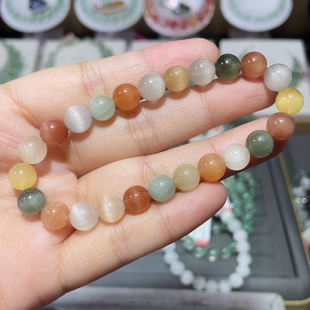 未镶嵌手链水晶彩兔毛手串