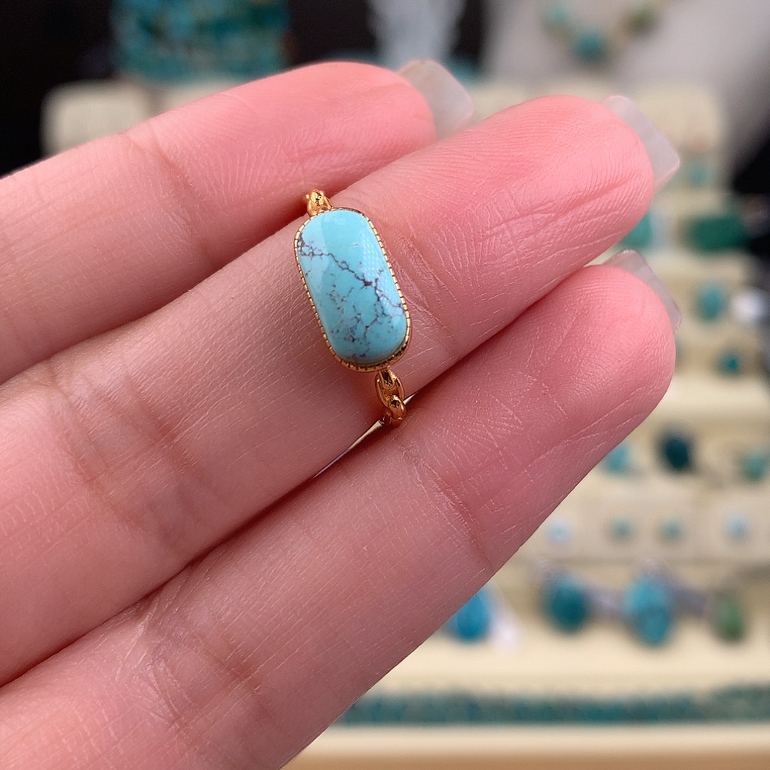 绿松石银S925镶嵌戒指