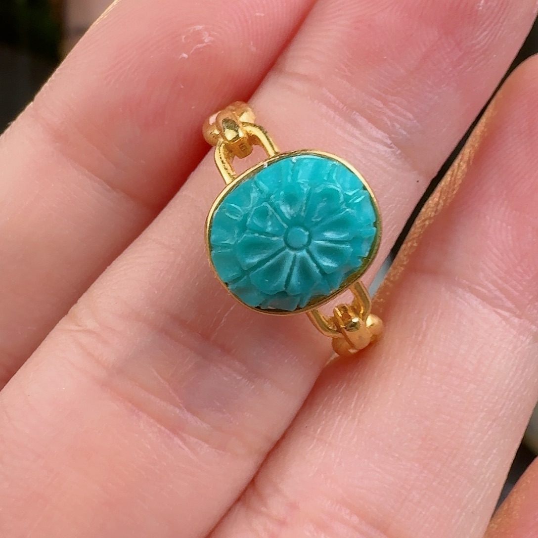 绿松石珠宝奇石18K金镶嵌