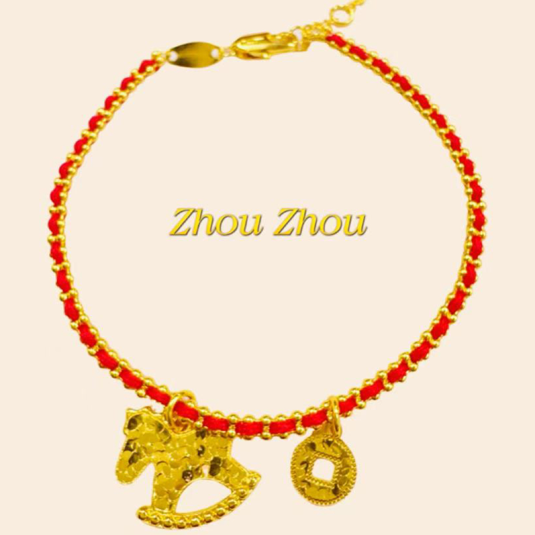 手链  新中式轻奢碎碎冰小马转运珠编制红绳手饰081