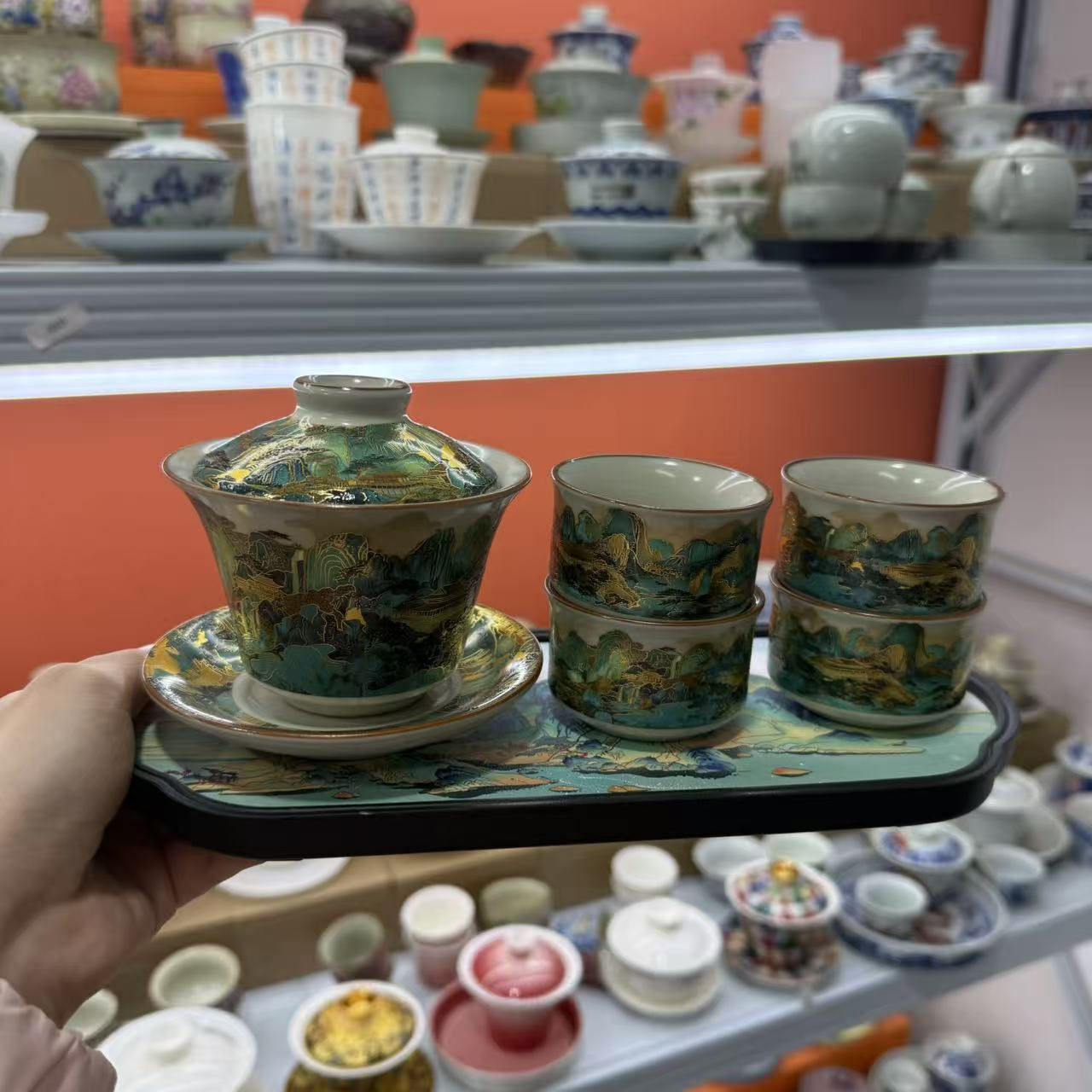 绿水青山悬停盖碗0997