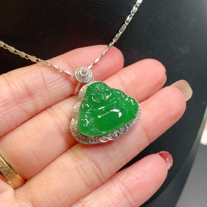 【闪购商品】翡翠吊坠(赠链)18K金镶嵌