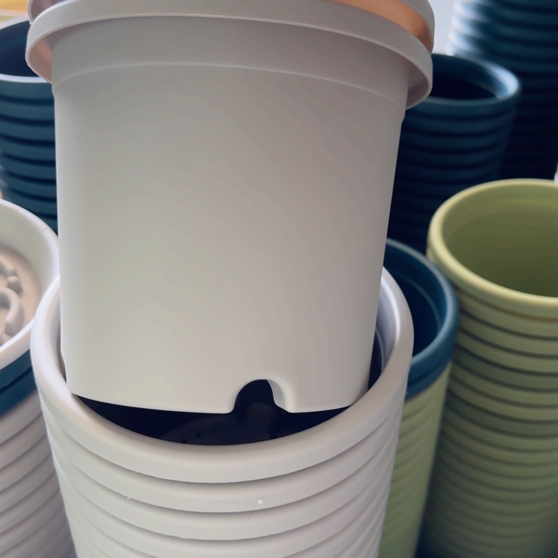 树脂四季盆2#无拖灰白13