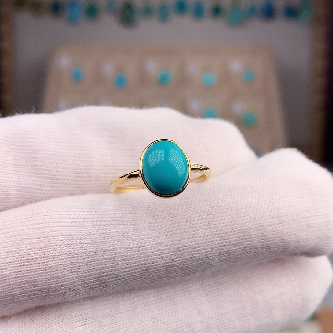 绿松石戒指18K金镶嵌