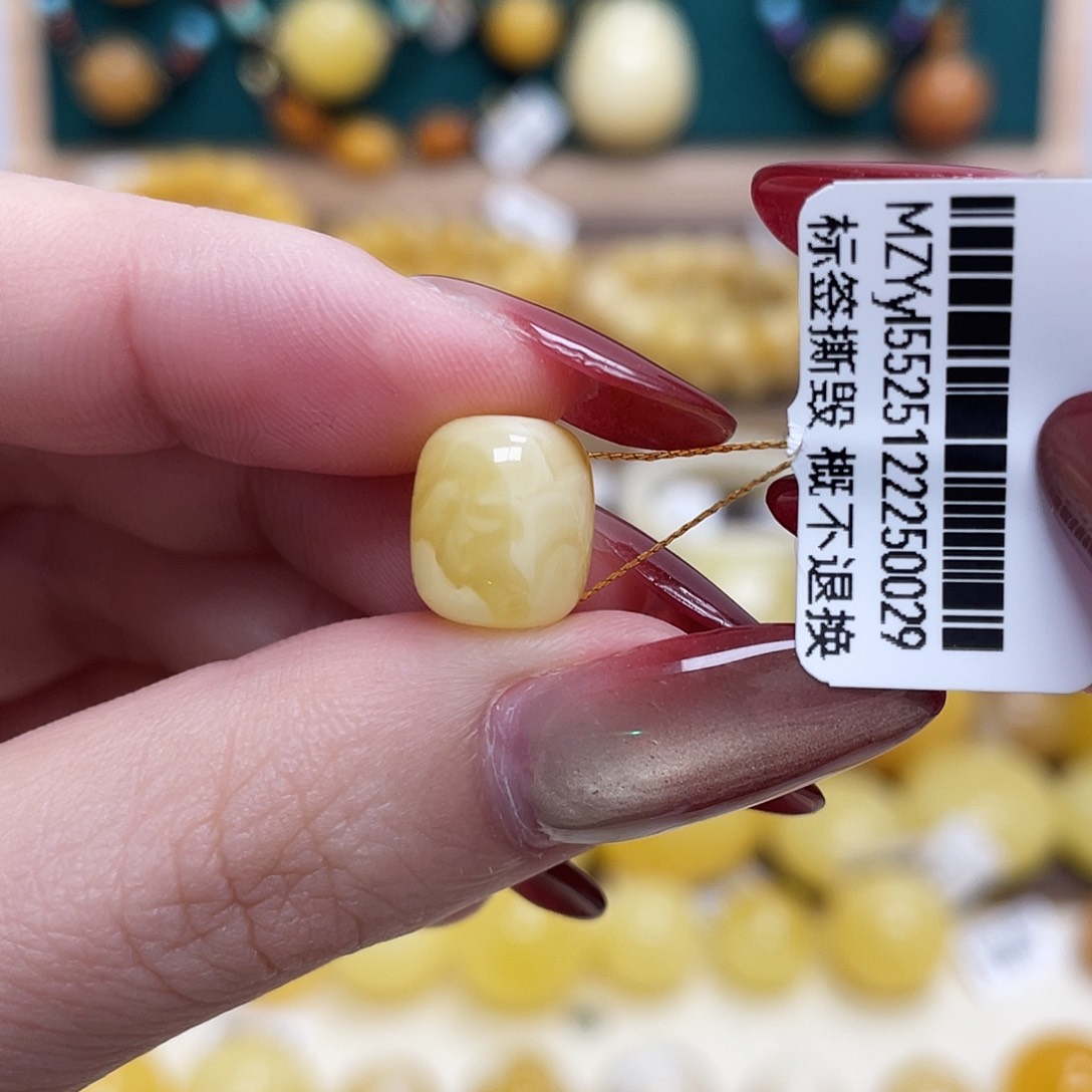 蜜蜡未镶嵌珠宝奇石9.7*11.4mm妖花小桶珠