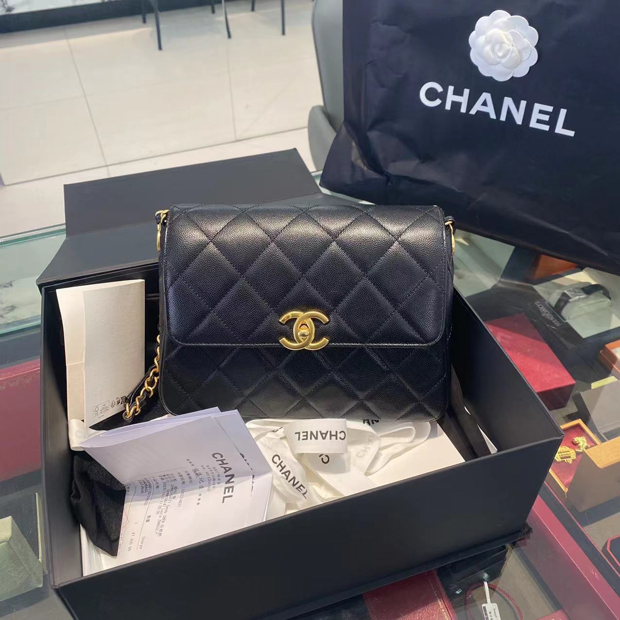 99新 Chanel/香奈儿 黑金金币方胖子