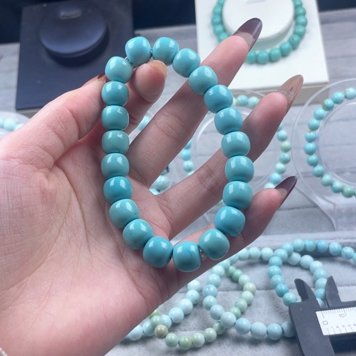 水晶珠宝半成品未镶嵌绿松老型10mm手串