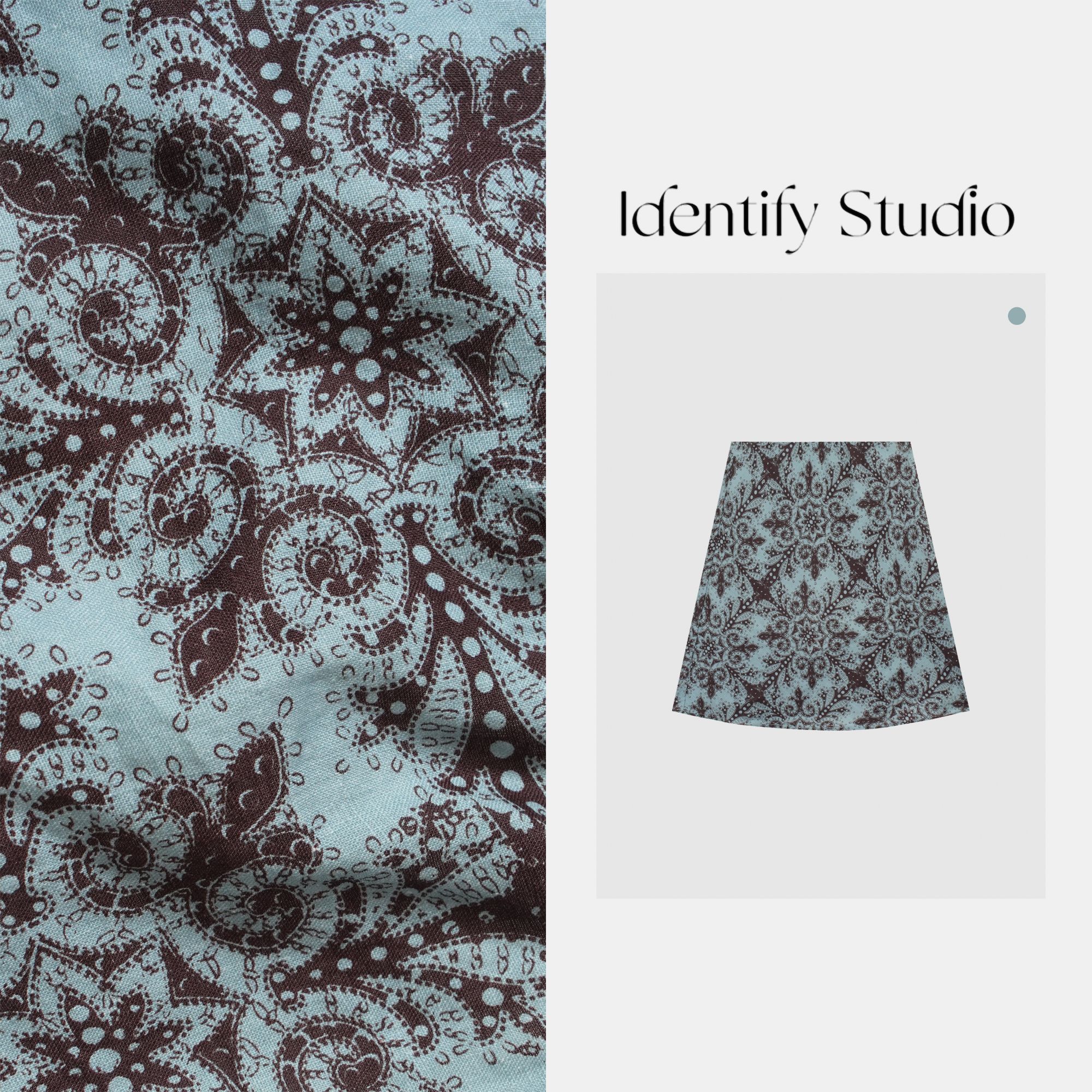 IDENTIFY“异域几何-半裙”夏季新款时尚气质印花亚麻半身裙25SS