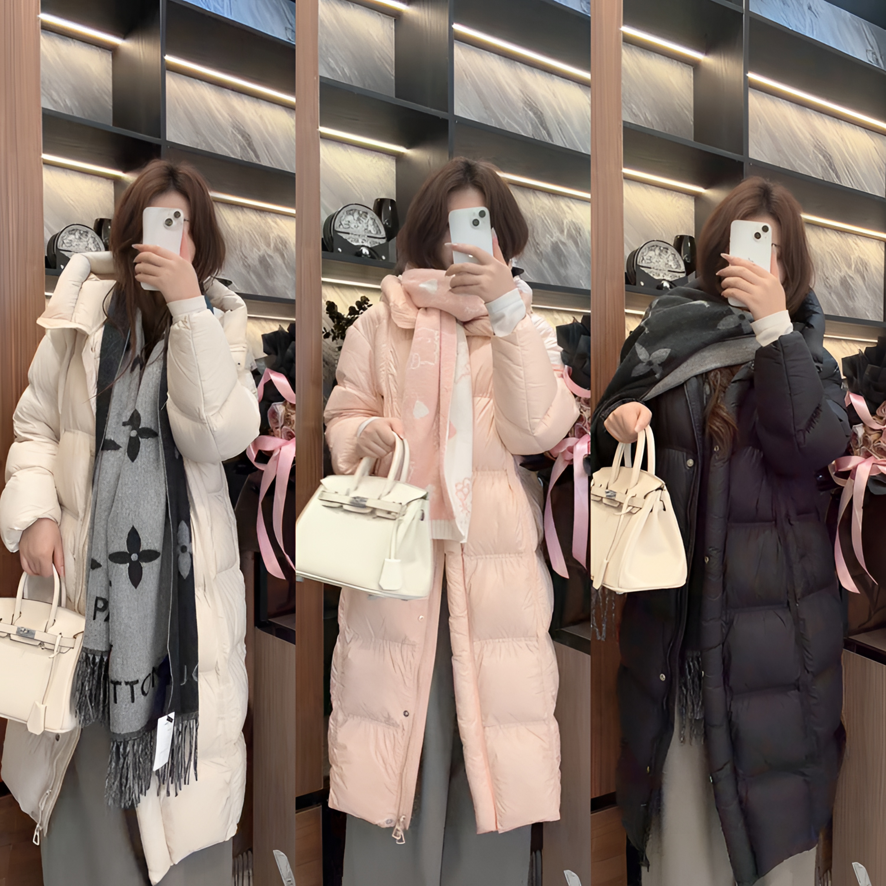 时尚好看舒适保暖加厚款长款鸭绒羽绒服外套6888