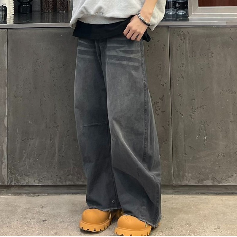 【citywalk 松弛感神裤】美式复古牛仔裤做旧廓形 慵懒休闲男士长裤