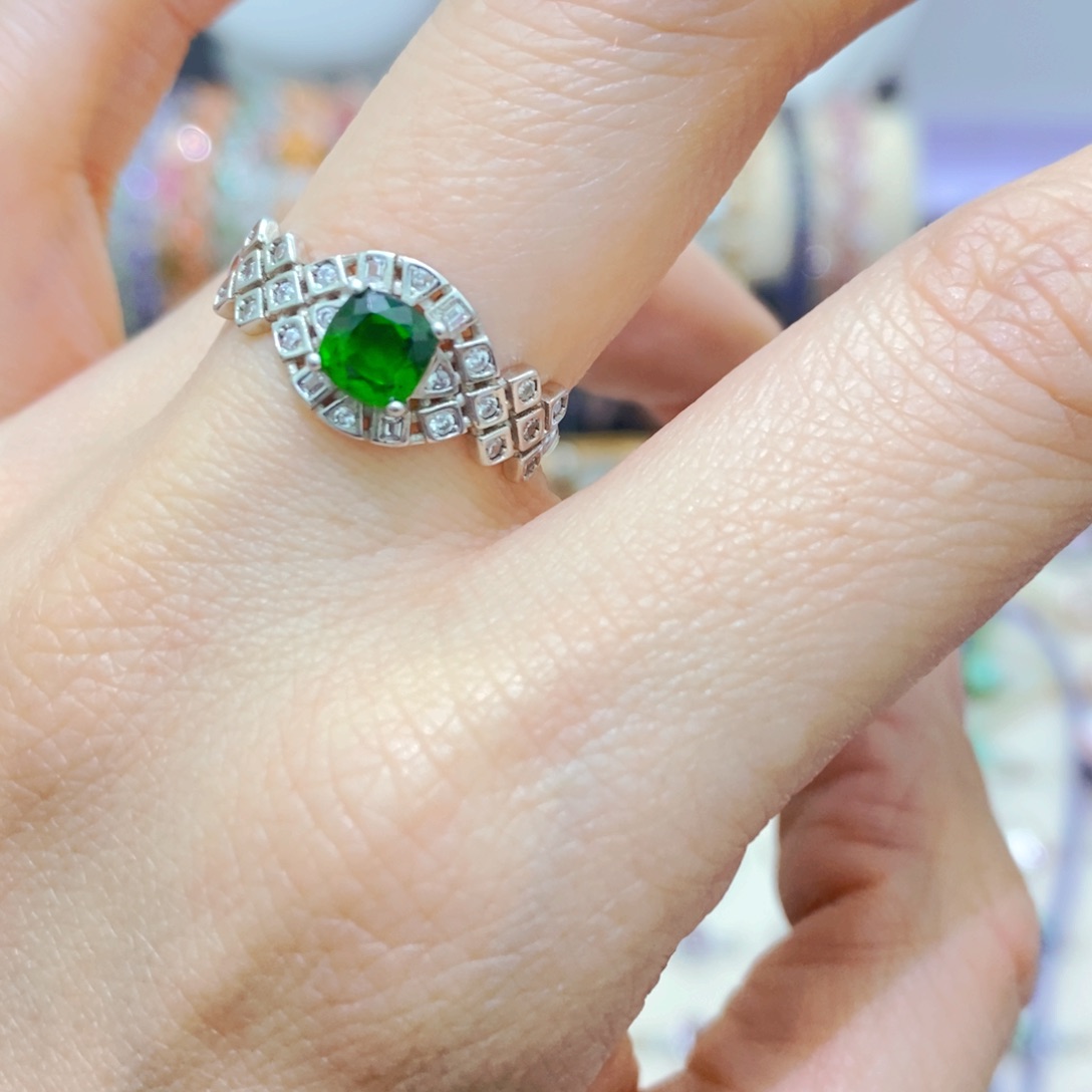 透辉石戒指银S925镶嵌
