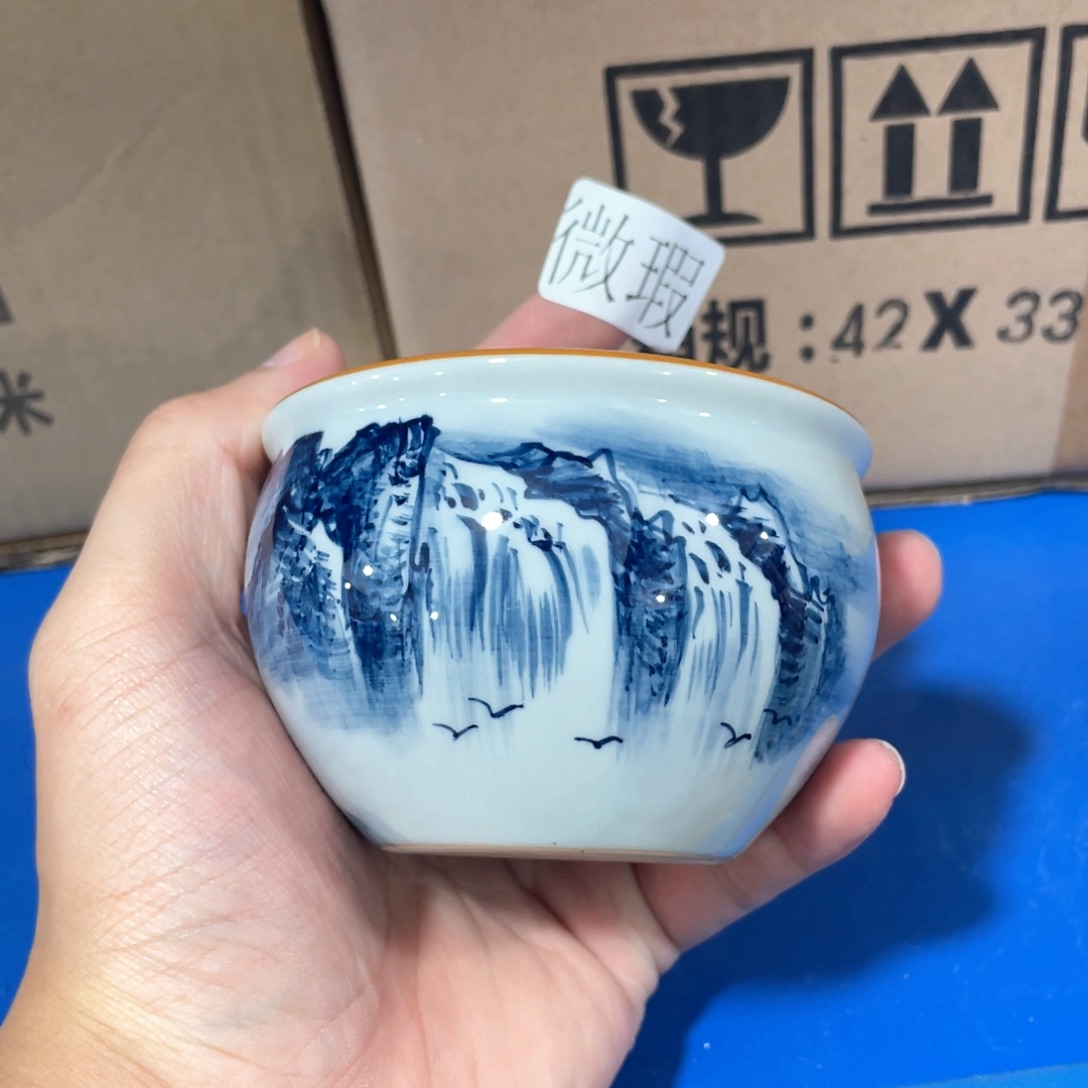 釉下手绘茶具微瑕