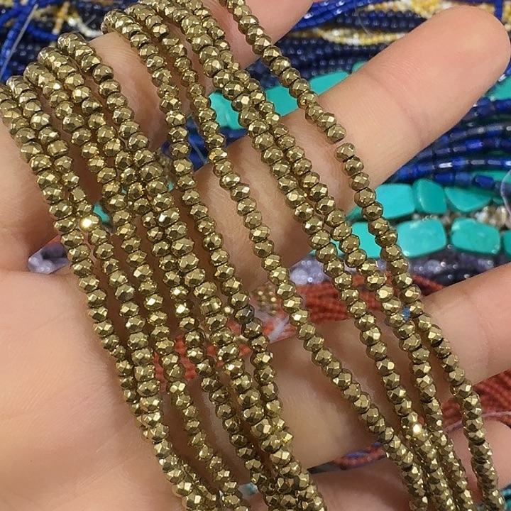 玛瑙/玉髓合金珠宝半成品一条3mm切面精品小算盘珠