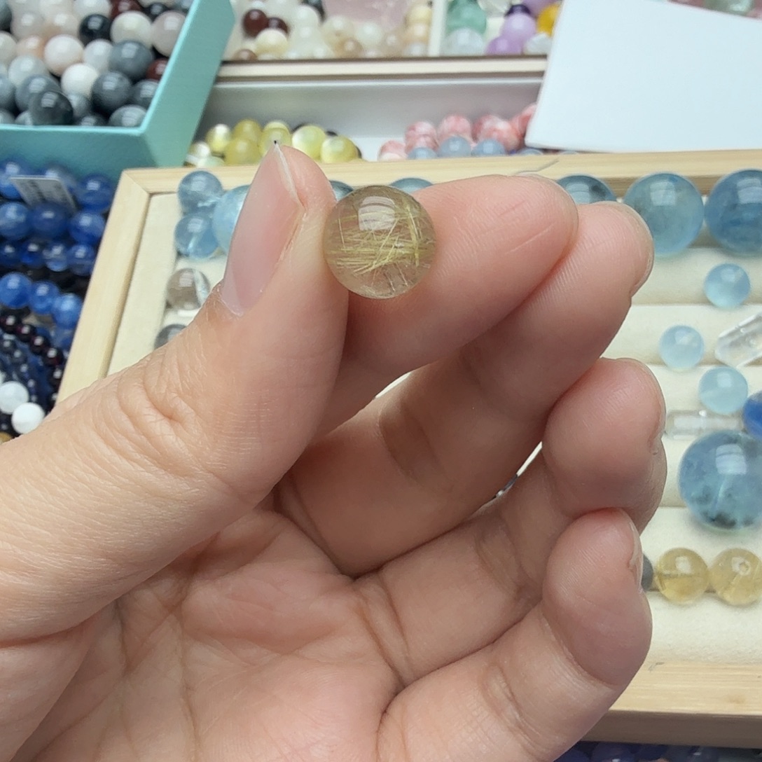 水晶未镶嵌珠宝半成品金发单颗