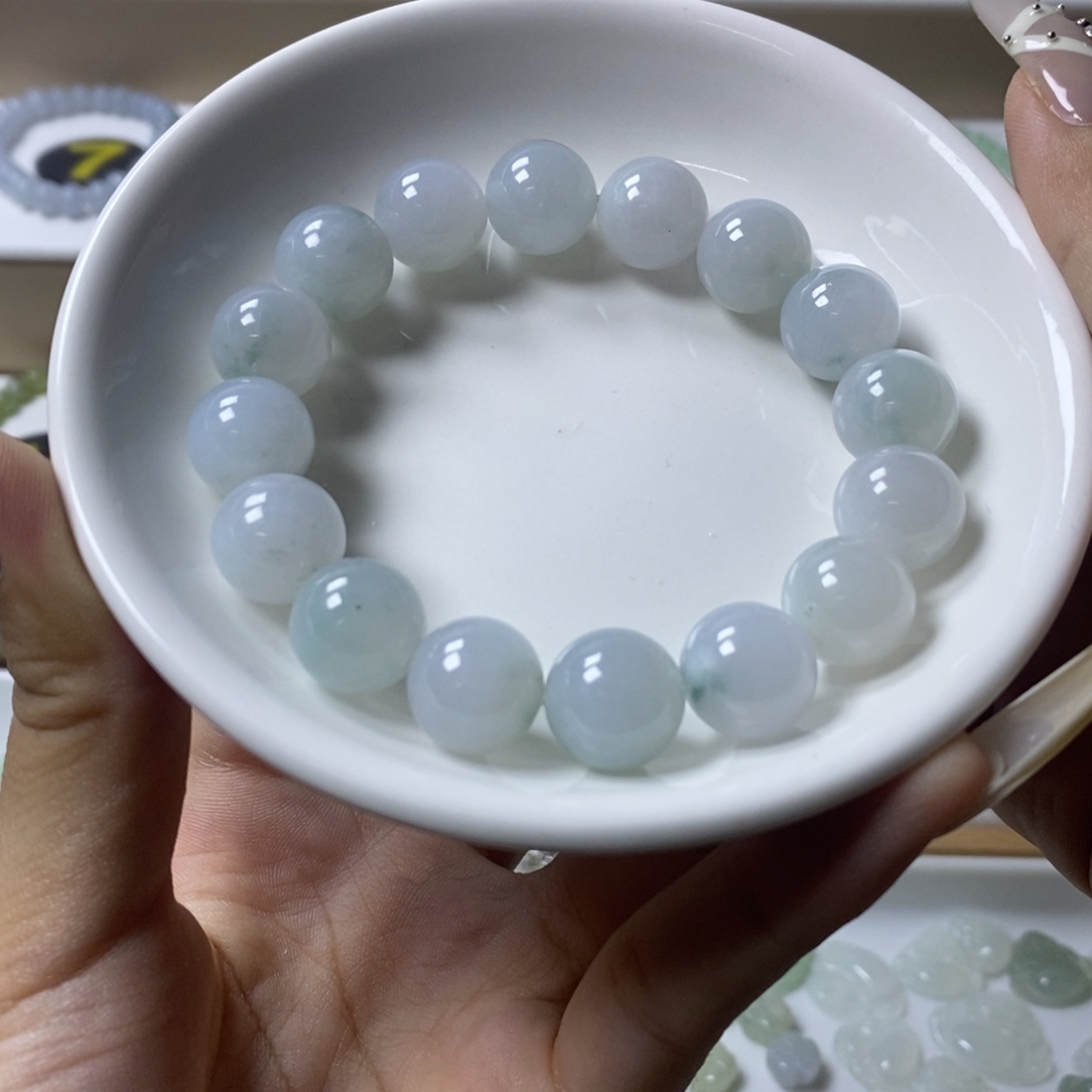 翡翠未镶嵌手链飘花卡12