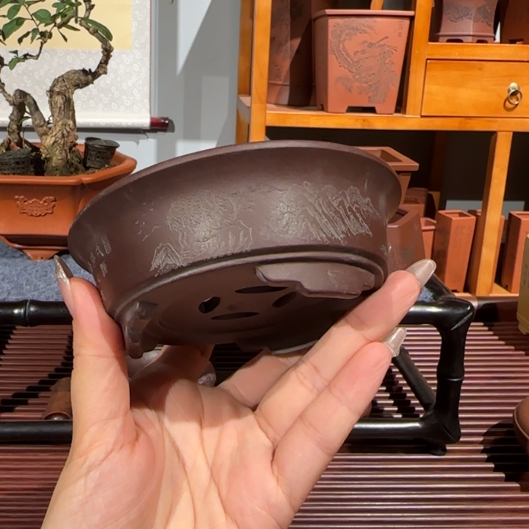 紫砂花盆口径10.5深度3