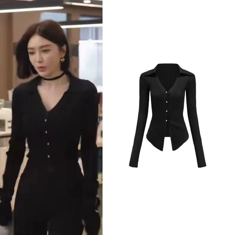 【欧洲站】秦岚同款小众修身针织衫