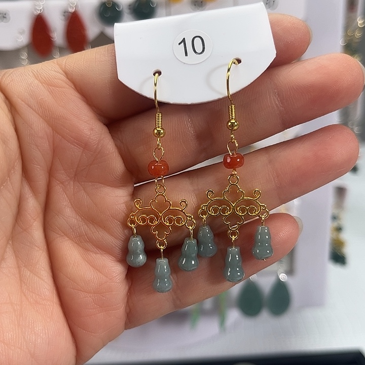 翡翠银S925镶嵌耳饰耳饰