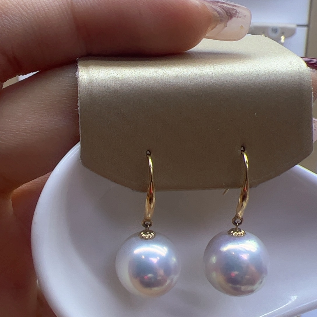 淡水珍珠耳饰18K金镶嵌
