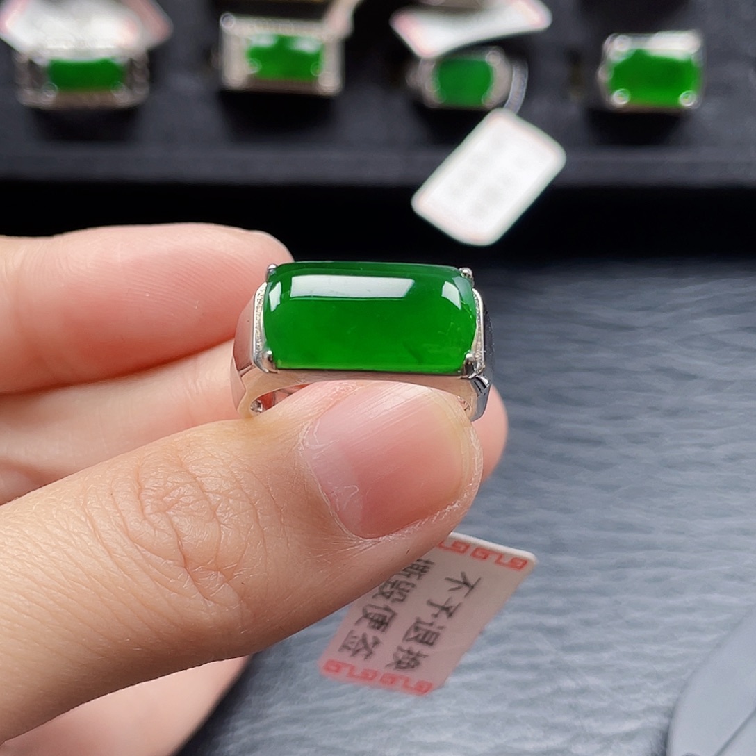 翡翠戒指银S925镶嵌天然a货翡翠2483