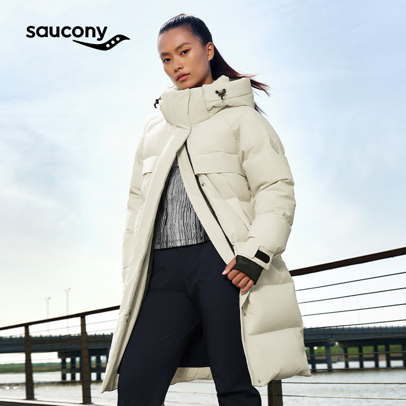 Saucony索康尼官方女都市生活H型梭织长款宽松羽绒服