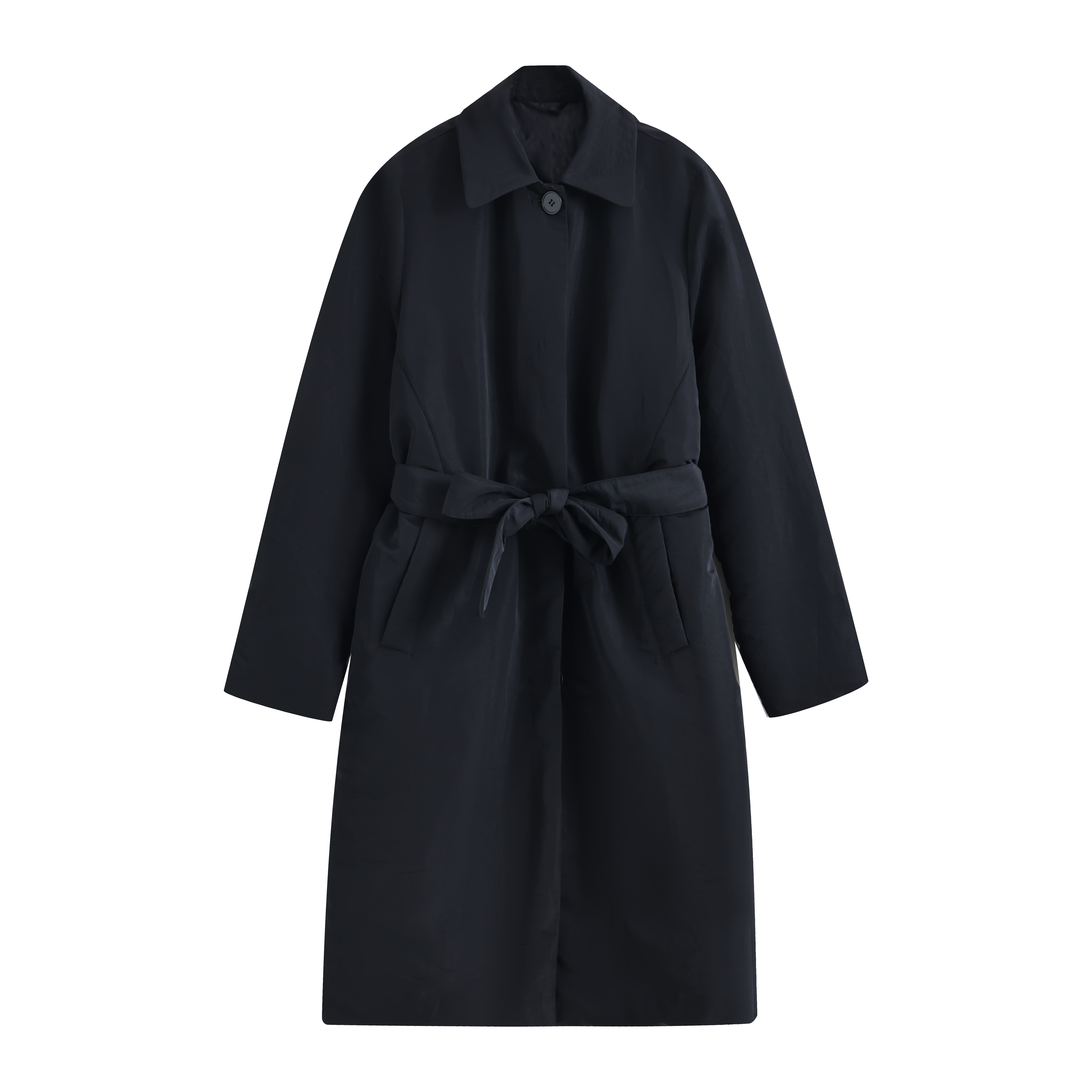 WLIN 女士羽绒服25年新品风衣真丝混纺薄鹅绒外套1385